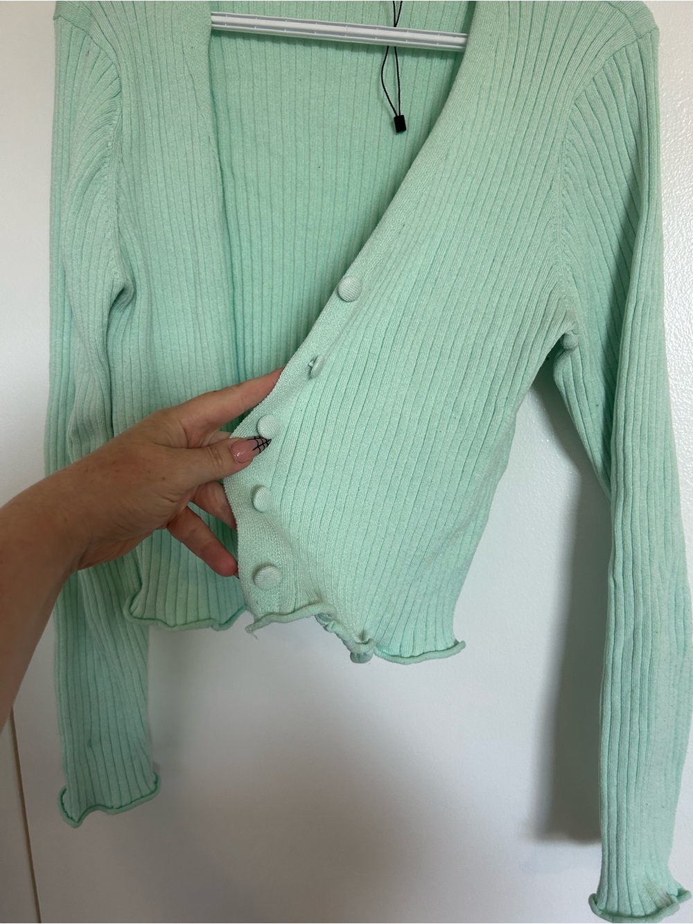 Vero Moda Mint Green Ribbed Open-Front Cardigan - Picture 2 of 4